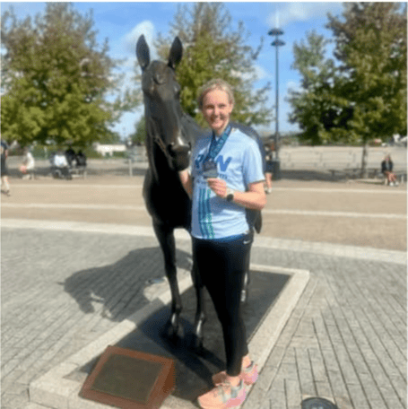 Helen finished in 2:02:28, despite minimal sleep and feeling grim