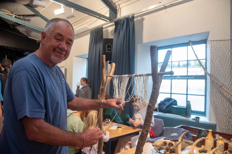 Martin Morgan of the Severn Lave Net fisherman shows how a net is made.