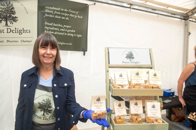 Wendy Curtis with sweet treats from Forest Delights in Coleford.