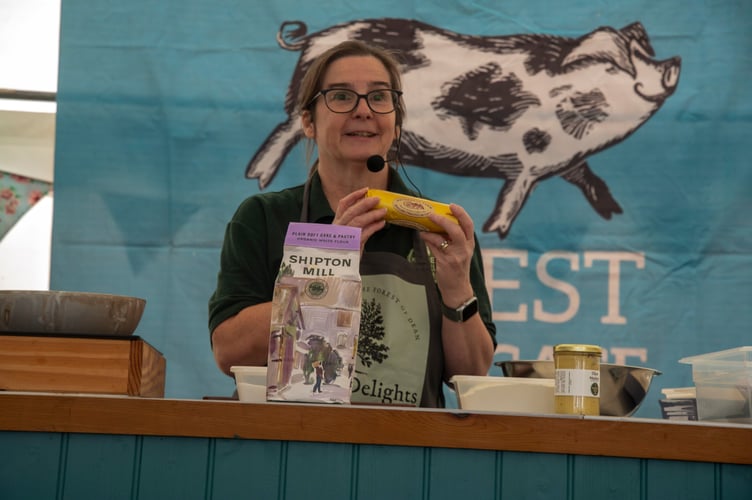 Debbie Jones of the Forest Deli in Coleford using Netherend butter to make shortbread.