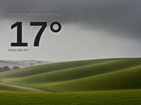 Monmouthshire: heavy rain, high of 17°C on Monday