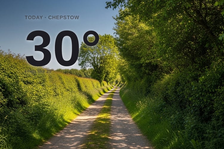 Chepstow weather: sunny Wednesday with little chance of rain and a high of 30°C