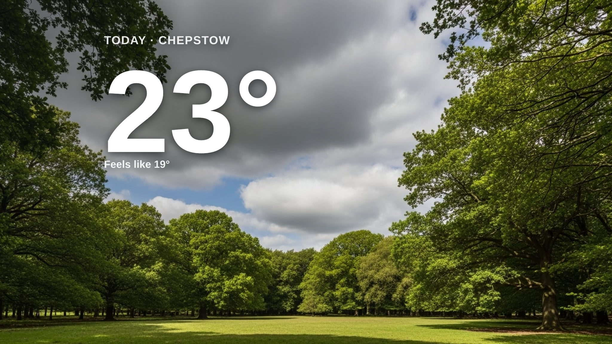 Chepstow weather: partly cloudy Tuesday with little chance of rain and a high of 23°C